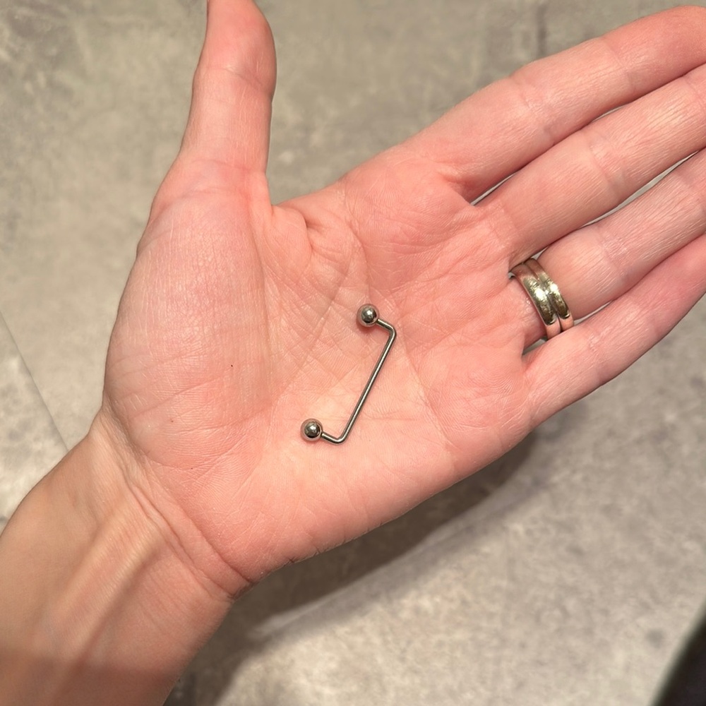 Silver Industrial Barbell Piercing